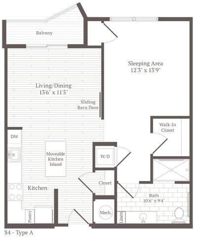 Floor Plan - Studio w-nook