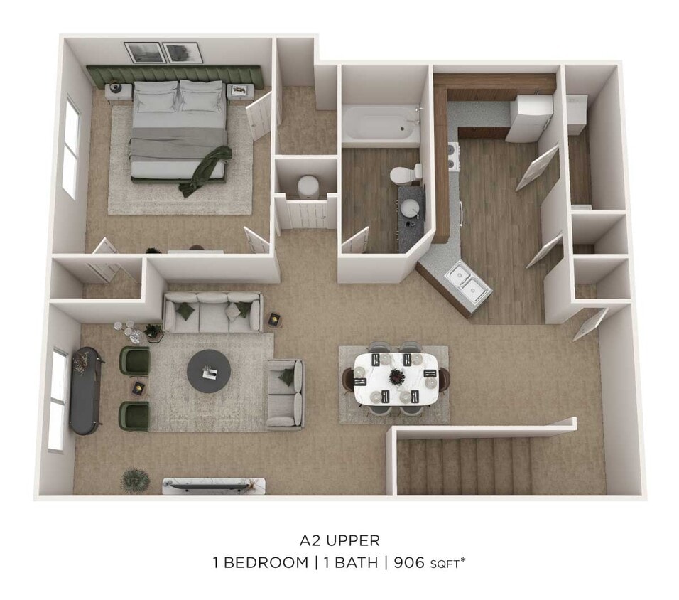 Floor Plan - One Bedroom- Upper level