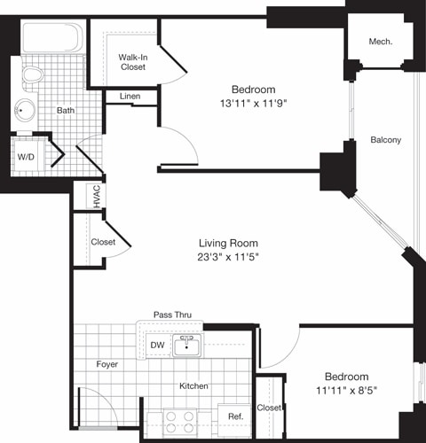 Floor Plan - 2 Bedroom CC