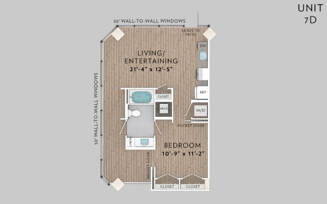 Floor Plan - 7D 1 Bed 1 Bath