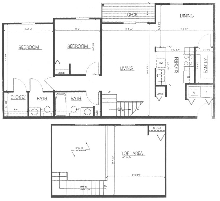 2BR/1.5BA - 2 Bed, 1.5 Bath Loft - 1069 sq ft