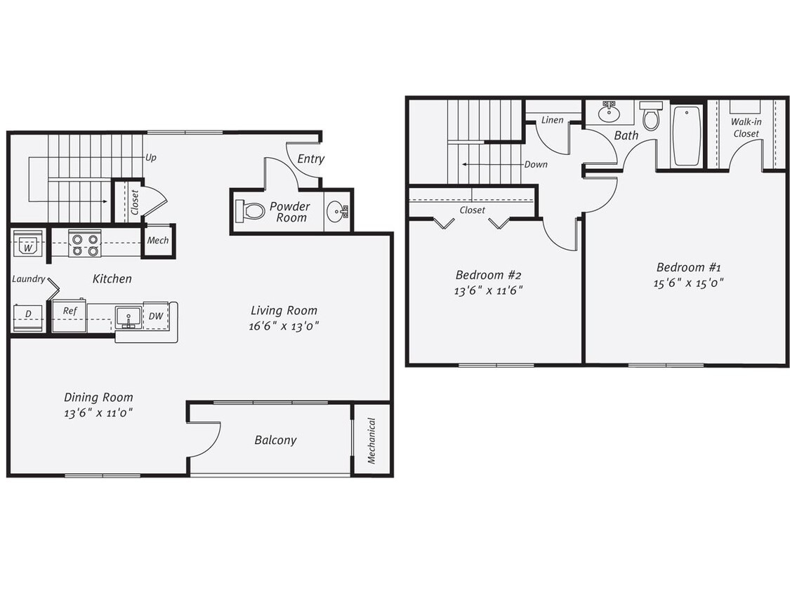 Floor Plan - 2 Bed/1.5 Bath-The Mickelson TH Garage