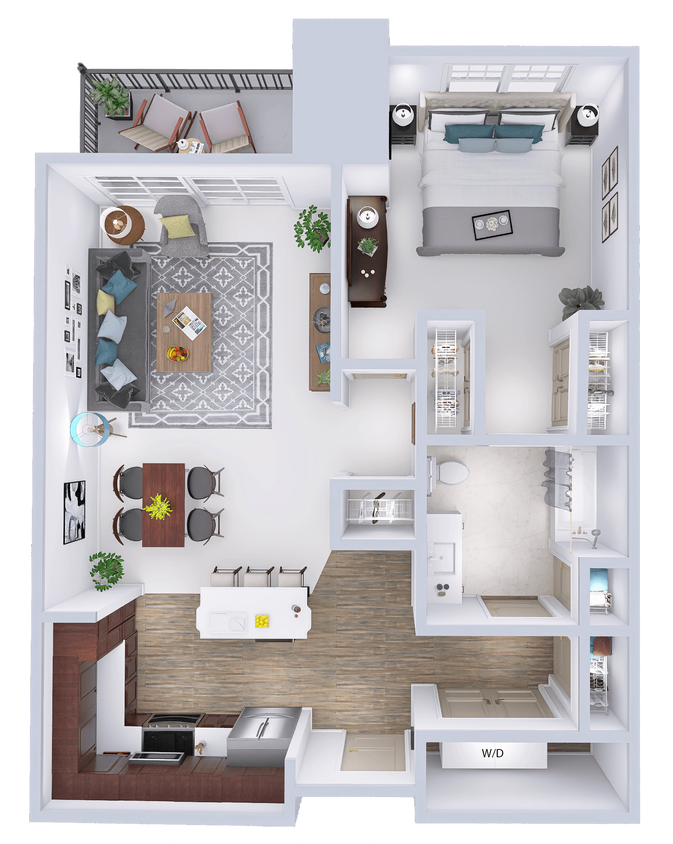Floor Plan - CrossTown - B2 - 1 Bed - 1 Bath