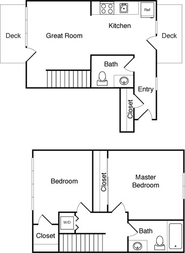 Floor Plan - 2 Bed Townhome