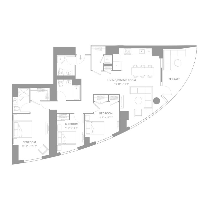 Floor Plan - ELLIPSE - 3 Bedroom Three Bathrooms