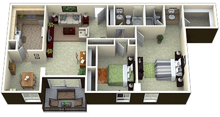 Floor Plan - 2 Bed 2 Bath