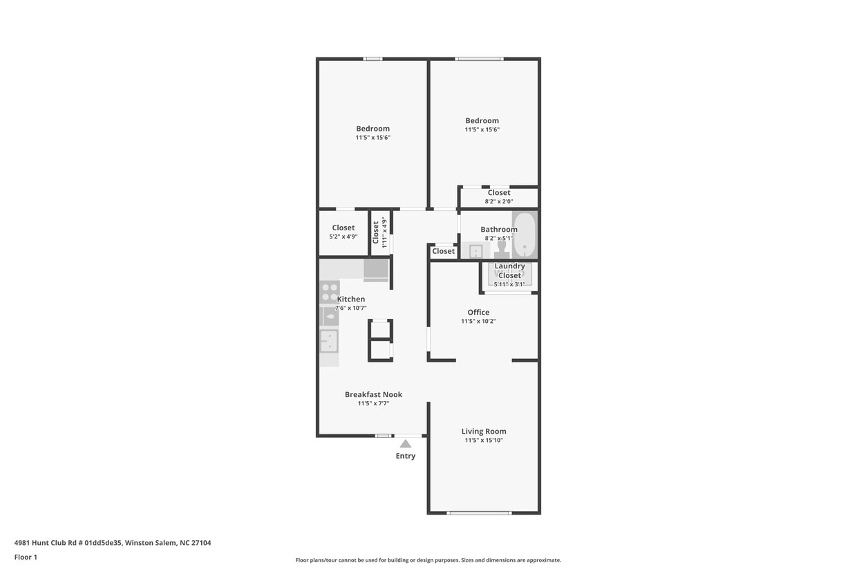 1100 Sq Ft - 2 Bedroom