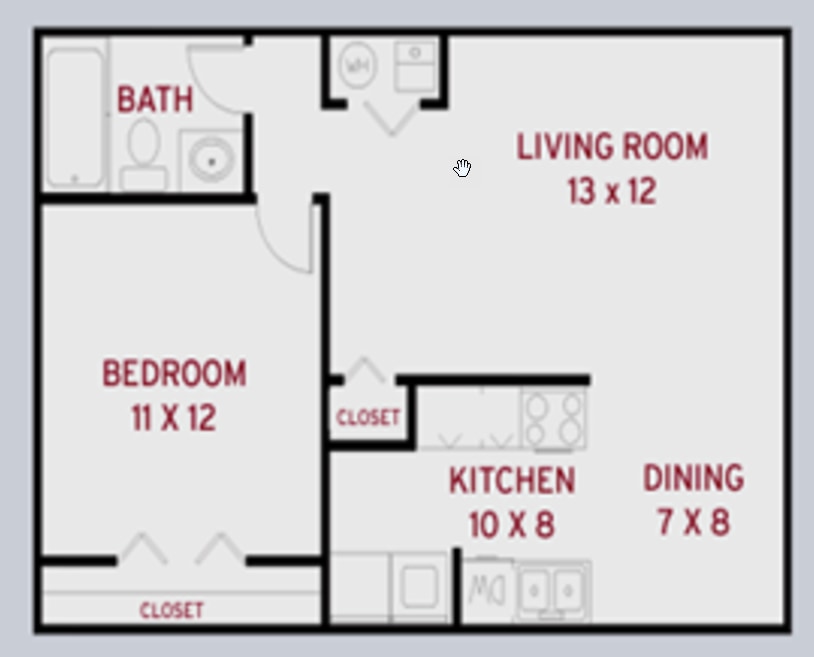 Floor Plan - 1 Bed 1 Baths