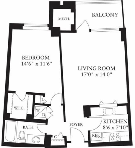 Floor Plan - 1 Bedroom B