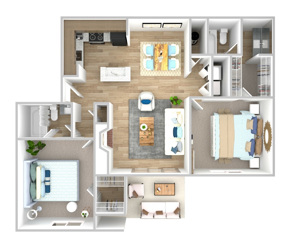 B2_2Bed_2Bath_1090 Sq Ft - B2 - 2 Bedroom, 2 Bathroom