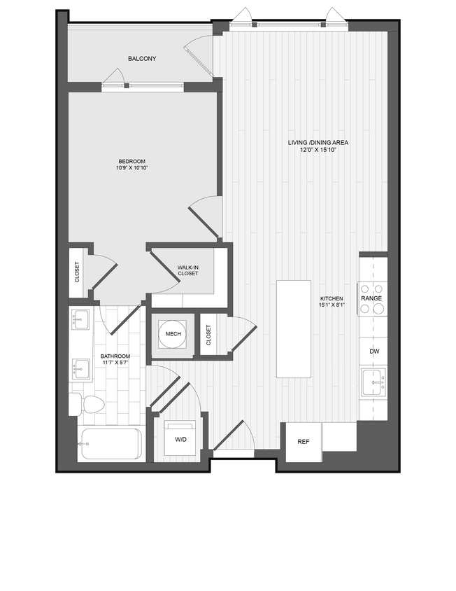 Floor Plan - 1 Bed1 Bath-1D