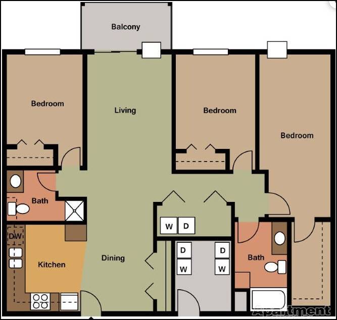 Floor Plan - CP7 - 3 Bed/2 Bath | 1,336 SF