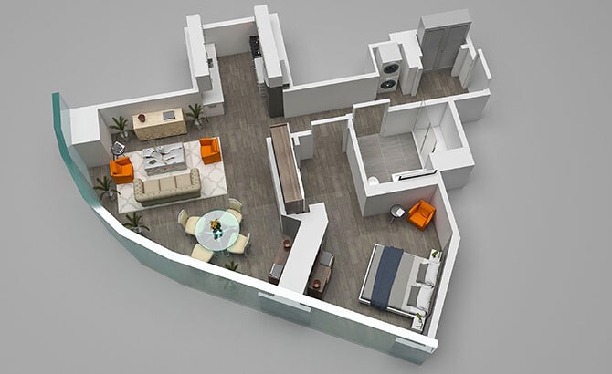 Floor Plan - One Bedroom 04