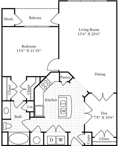 Floor Plan - 1 Bedroom F
