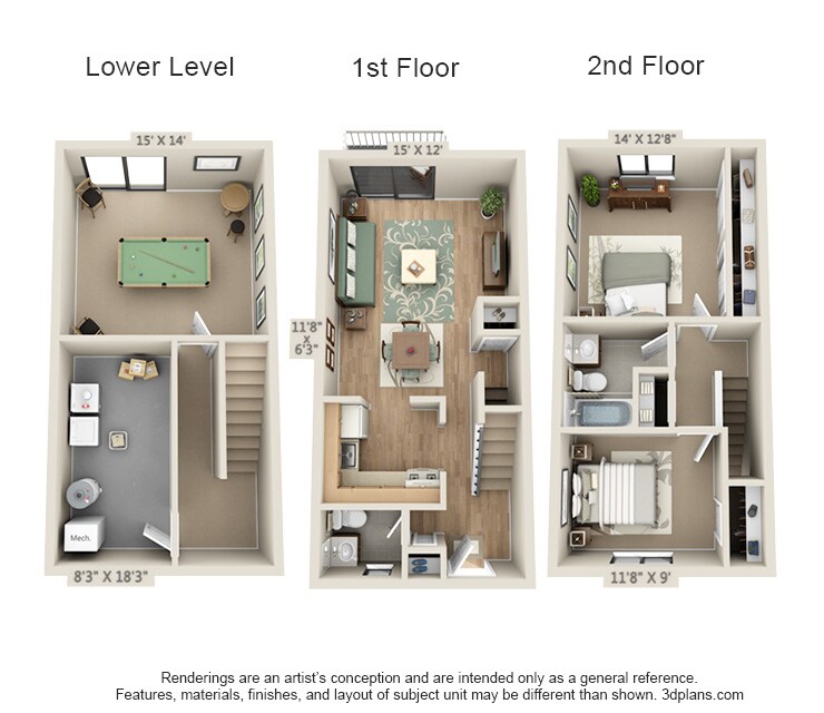Floor Plan - 2 Bed Townhome
