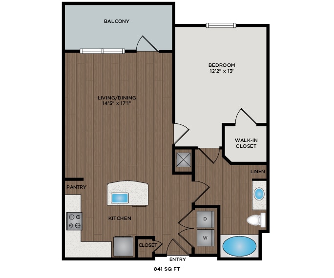 Floor Plan - 828 - 841 Sq Ft