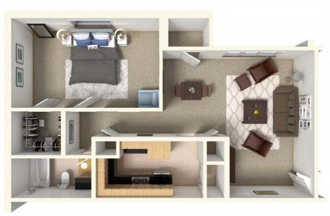 Floor Plan - 1 Bedroom 1 Bath Classic