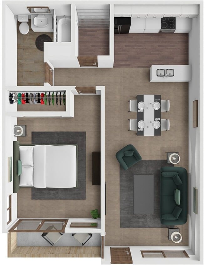 Floor Plan - Laurel  1 bedroom