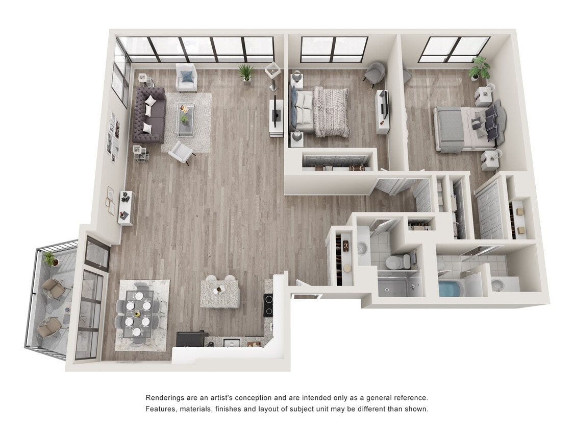 Floor Plan - 2 BED  2 BATH BALCONY [B2]