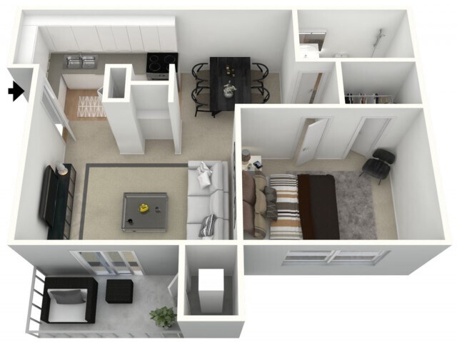 One Bedroom, One Bath - Elm