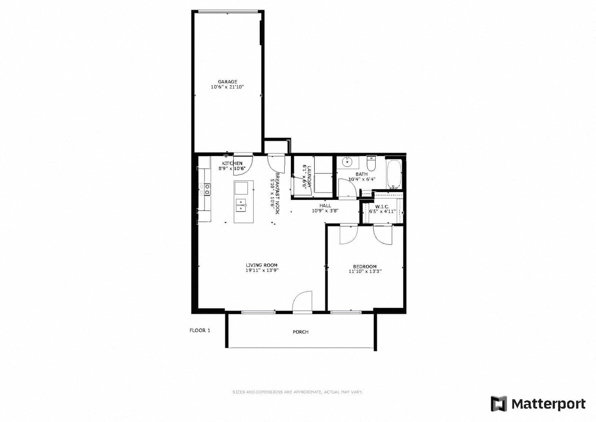 Floor Plan - 1 Bed / 1 Bath / 1 Stall Attached Garage / Lowe...
