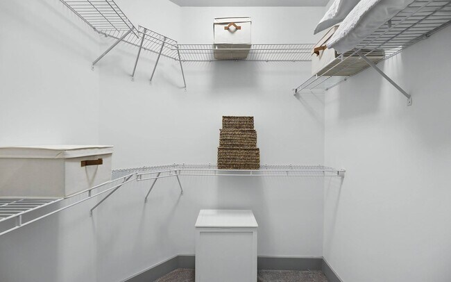 Spacious Walk-In Closet with Wire Shelving and Ample Storage - The Landing at Vinnin Square