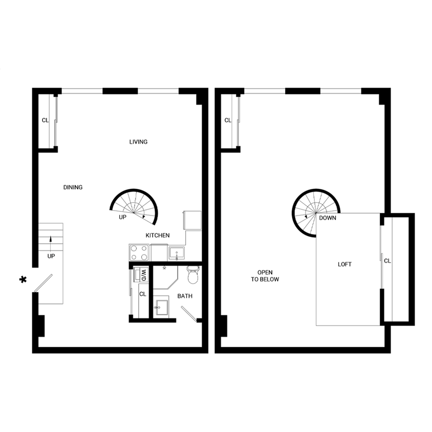 Floor Plan - The Amelia - Lofty One Bedroom Apartment Home