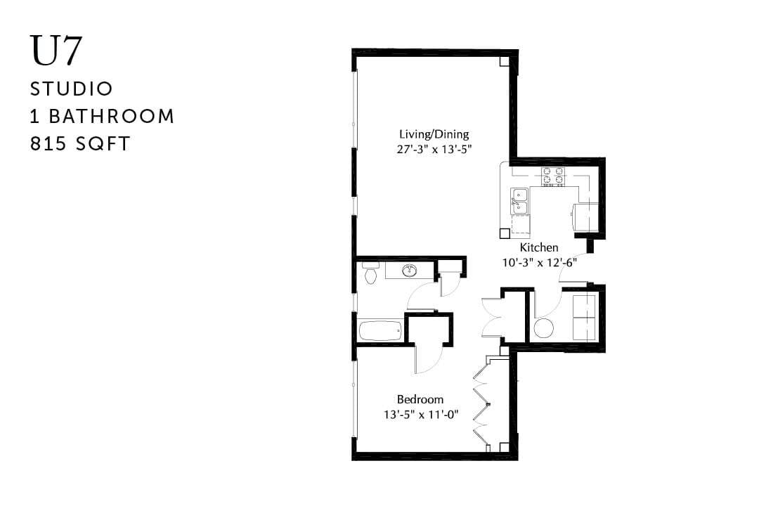Floor Plan - U7 Urban One Bedroom Renovated