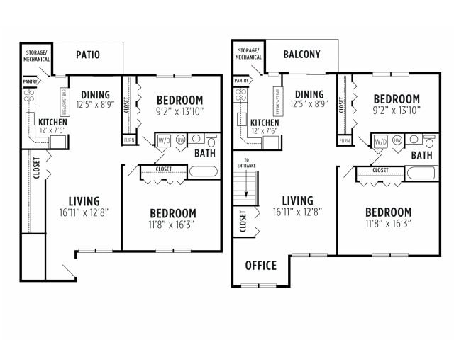 Floor Plan - 2 bedroom, 1 bath
