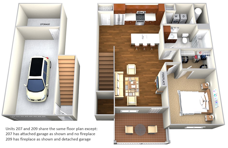 Floor Plan - 1 bedroom (913 sf)