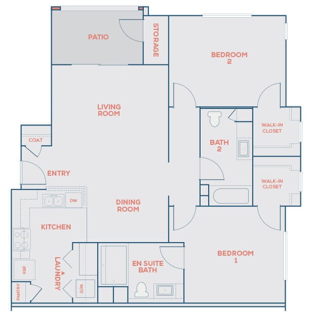 Floor Plan - 2BD, 2BTH