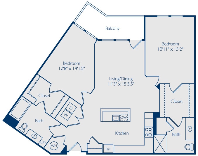 Floor Plan - 2 Bed 2 Bath B2E
