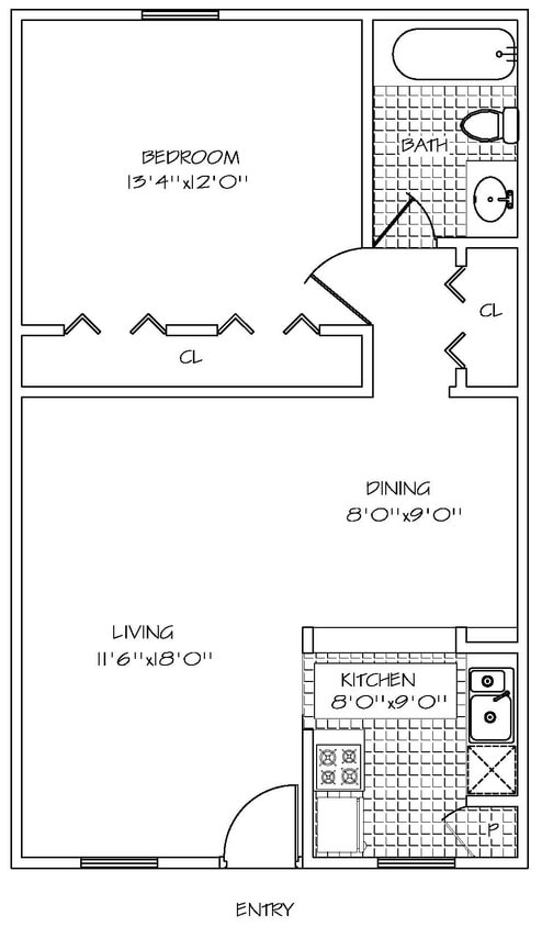 Floor Plan - One Bed / One Bath