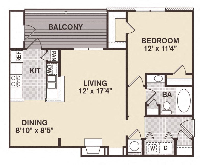 Floor Plan - 1B1B DR French Qtr