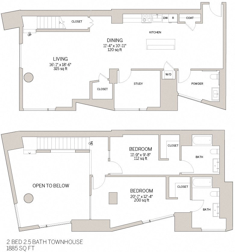 Floor Plan - Two Bedroom Townhouse - Z