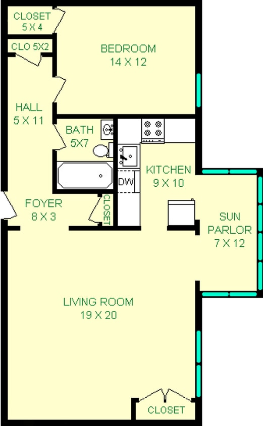 Glenwood One Bedroom Floorplan - Glenwood