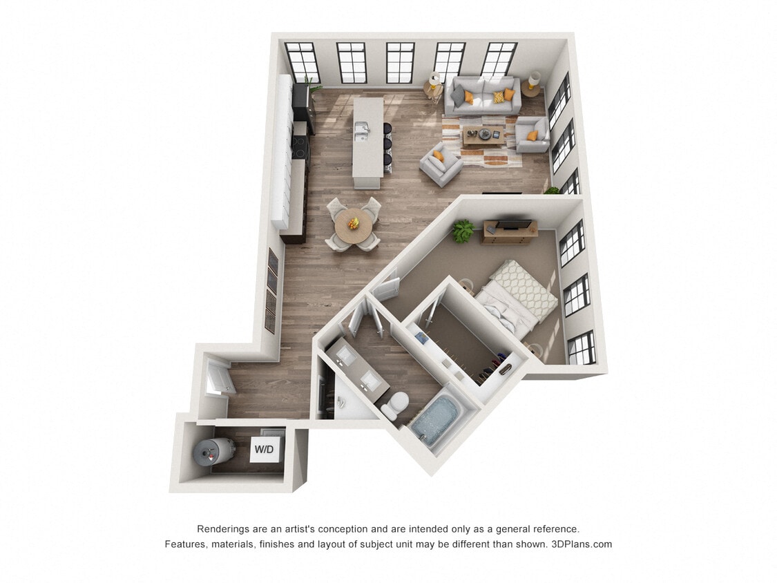 Floor Plan - 1 Bedroom 1B