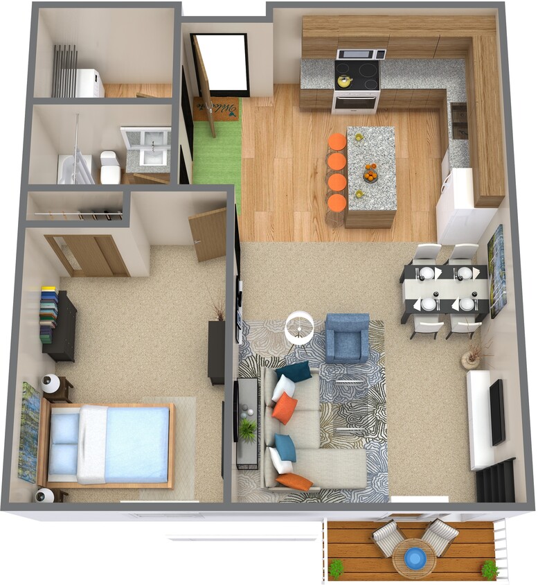 1 Bedroom Phase 1 - 1B/1B VAULTED-PHASE 1