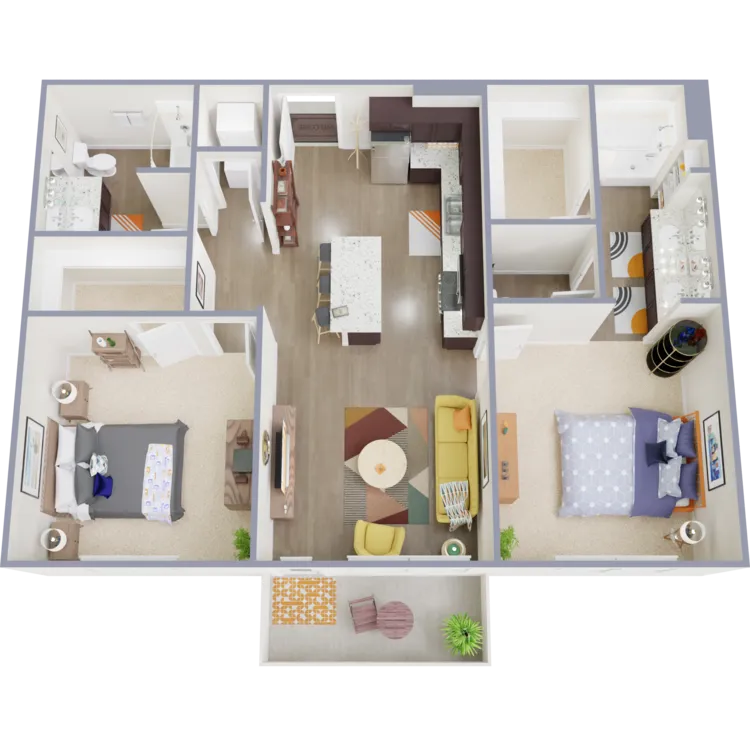Floor Plan - 2x2 - 1048 sqft - B3