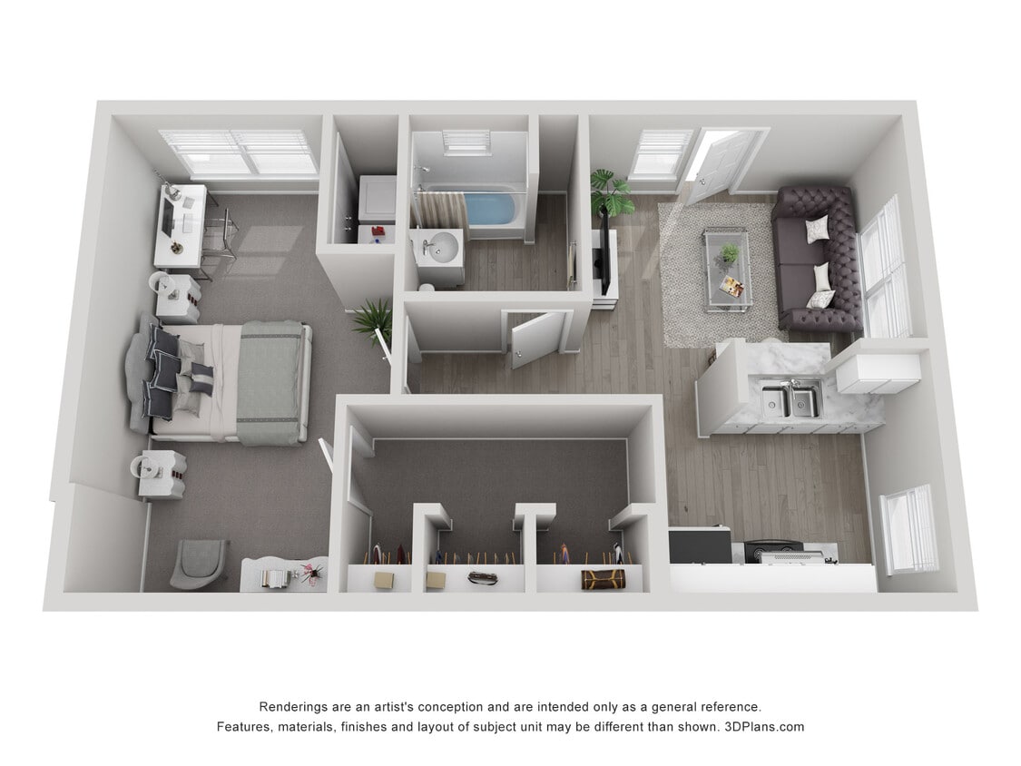 Floor Plan - A9 1x1 H Semi Upgrade-Call for Availability