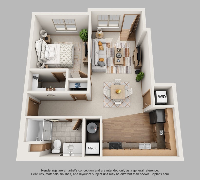 Floor Plan - 1-Bedroom Standard with Garage