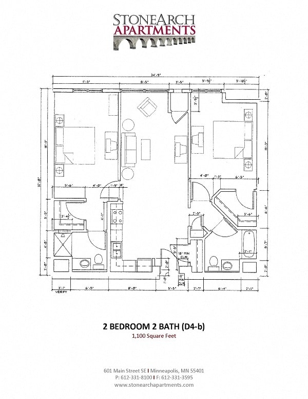 Floor Plan - 2 Bedroom 2 Bath (I)