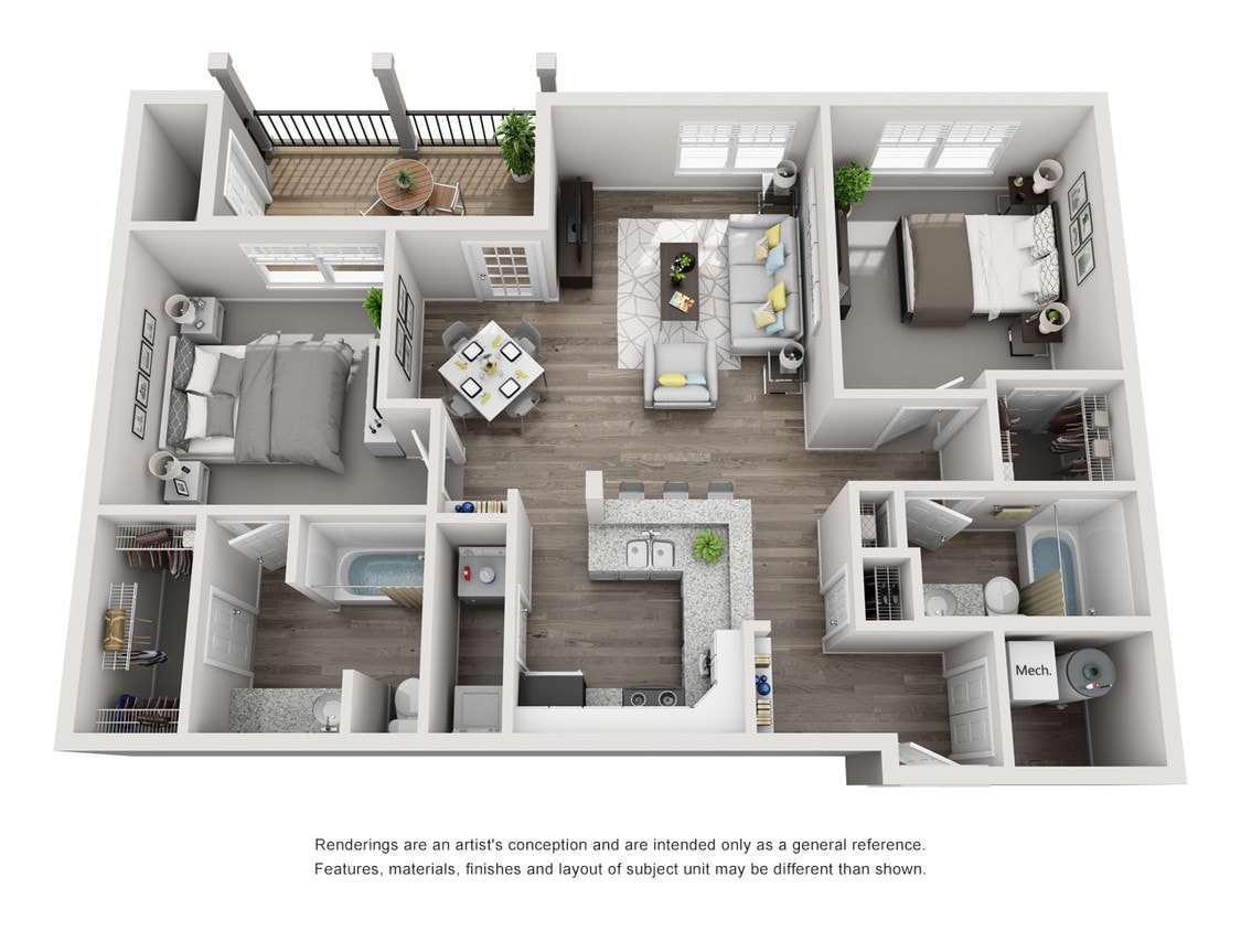 Cedar - 2BR 2 BA - 1,072 SF - The Cedar