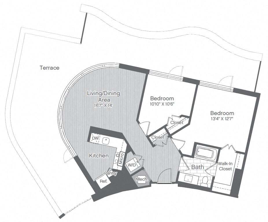 Floor Plan - 2 Bed/1 Bath-B14