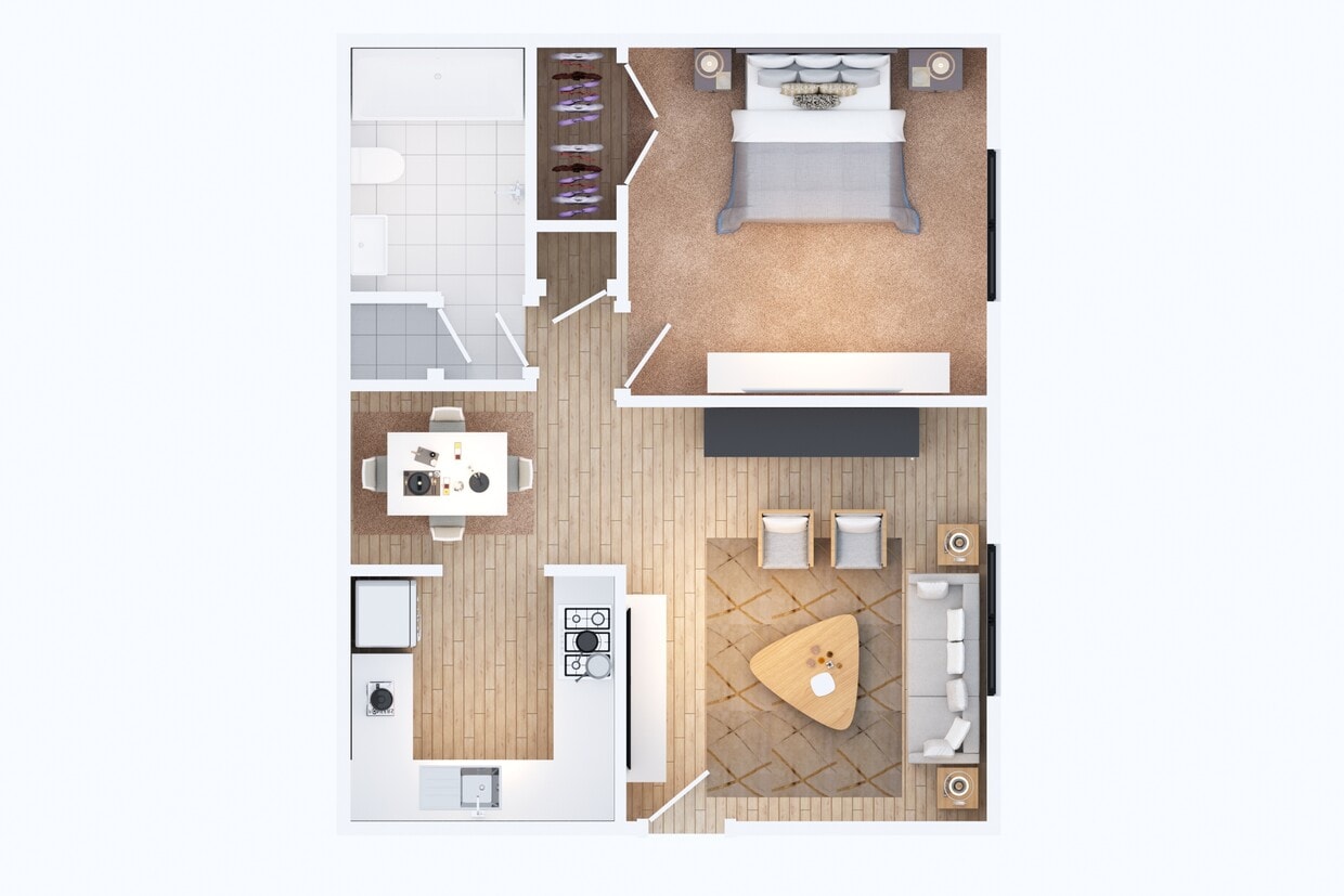 Floor Plan - One Bed, One Bath Medium