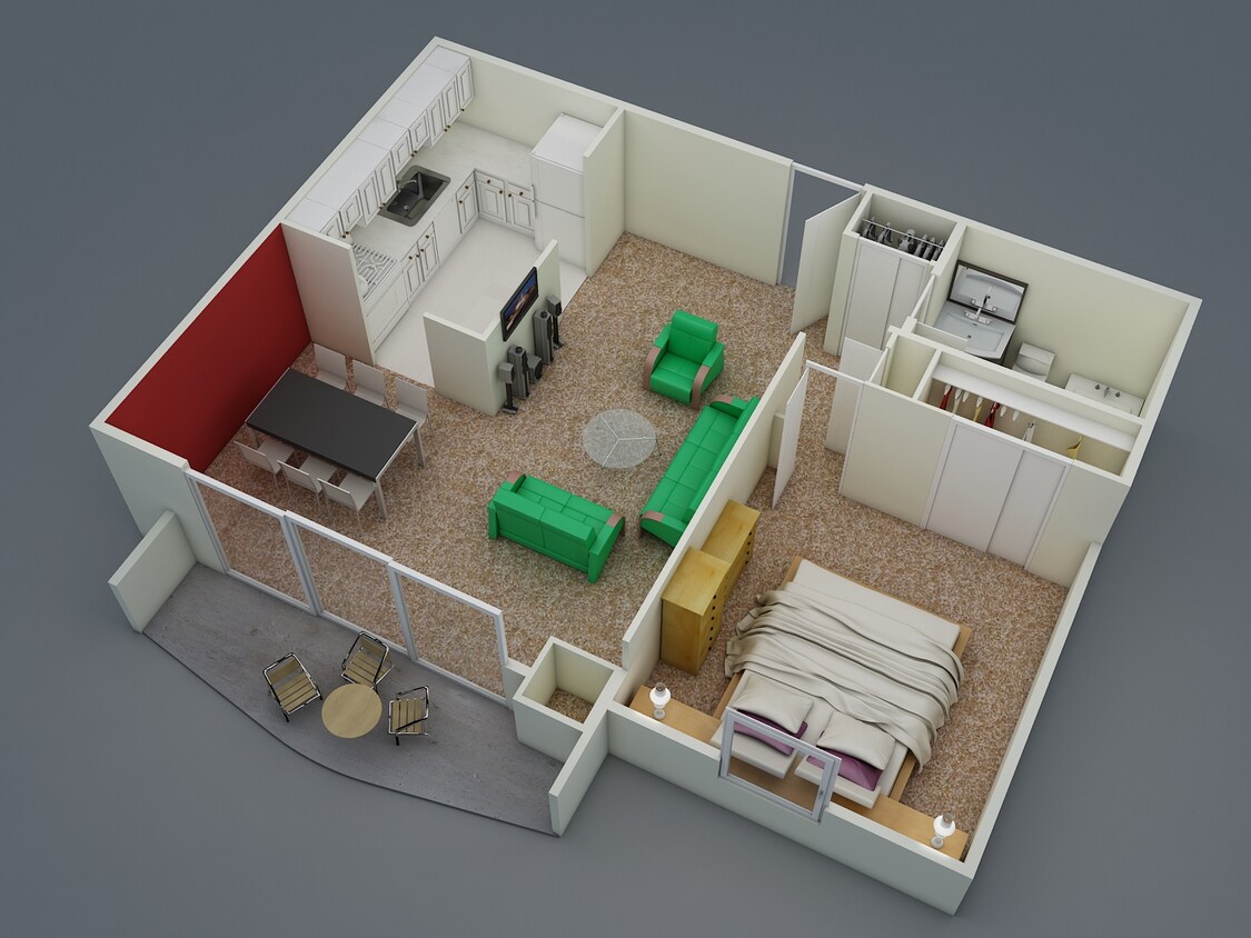 1BED 1 BATH 704SQFT.jpg - One Bedroom Deluxe