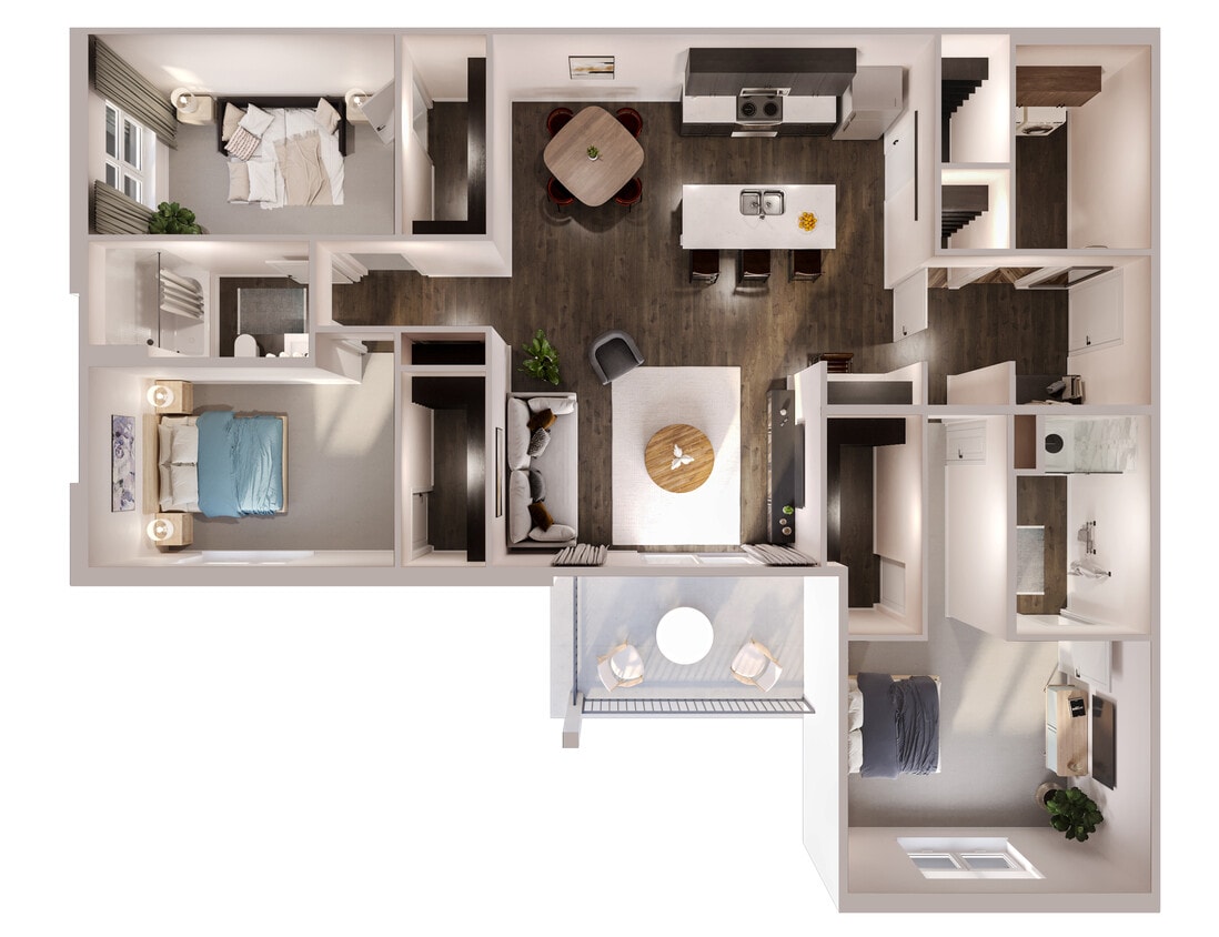 Floor Plan - 3 BD/2 BA - FURNISHED