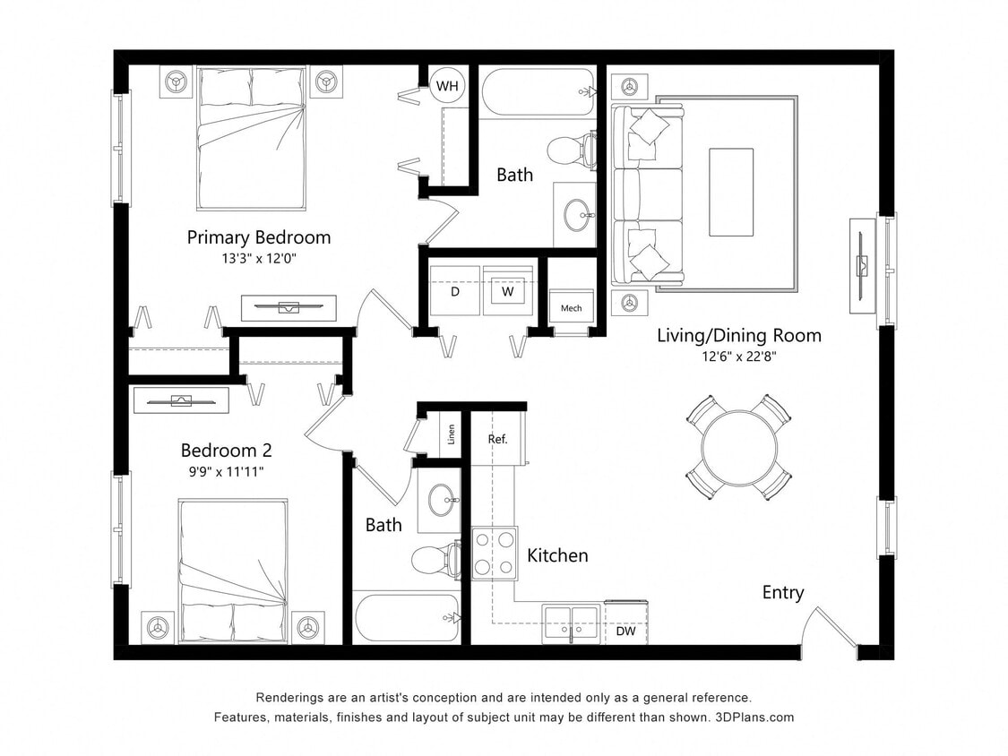 Floor Plan - Weaverville 2x2 