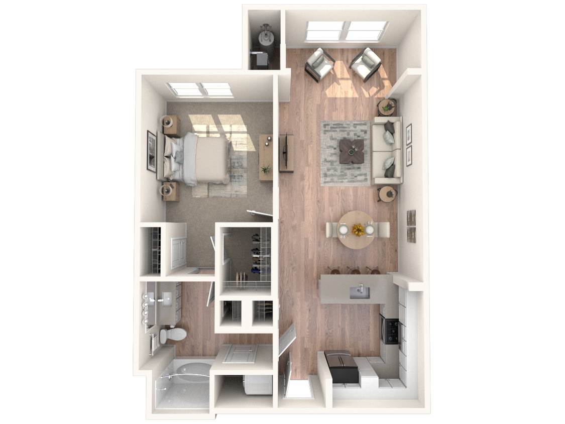 A1 849 | 1 Bed | 1 Bath floor plan The Avens at Dedham Station - A1 849 | 1 Bed | 1 Bath