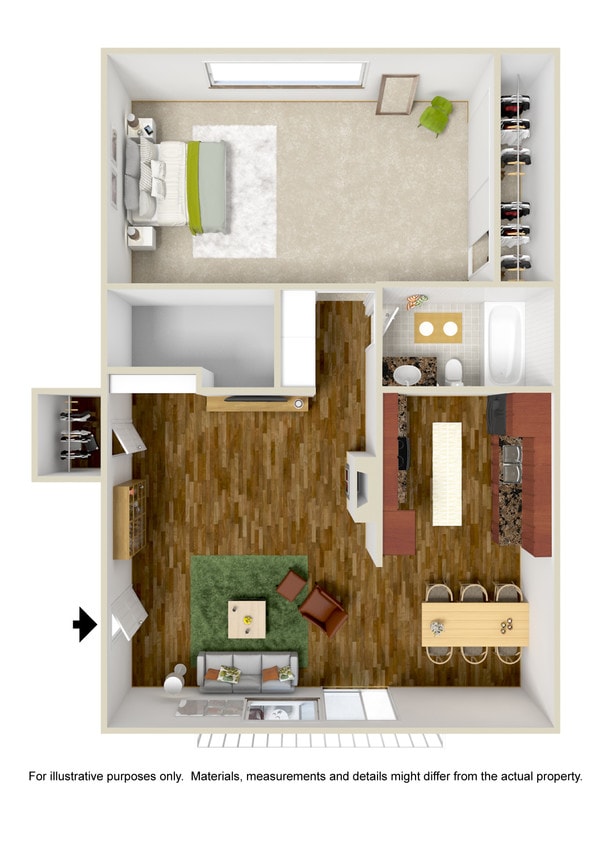 Floor Plan - 1 Bedroom 1 Bath